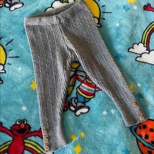 Zara Baby Girl Gray Knit Leggings Sz 6/9M Buttons Pants